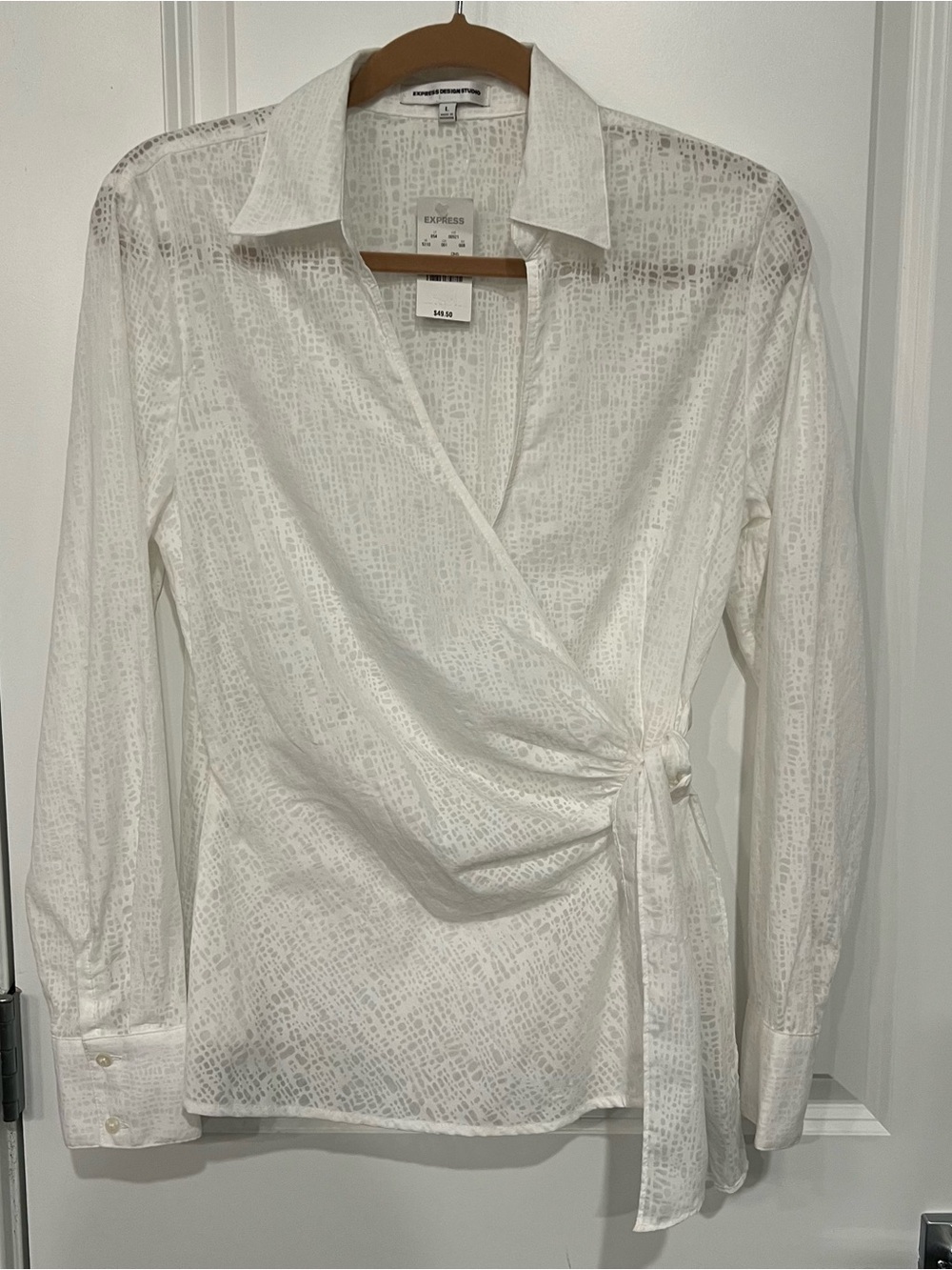 Express White Wrap Button-Down Shirt